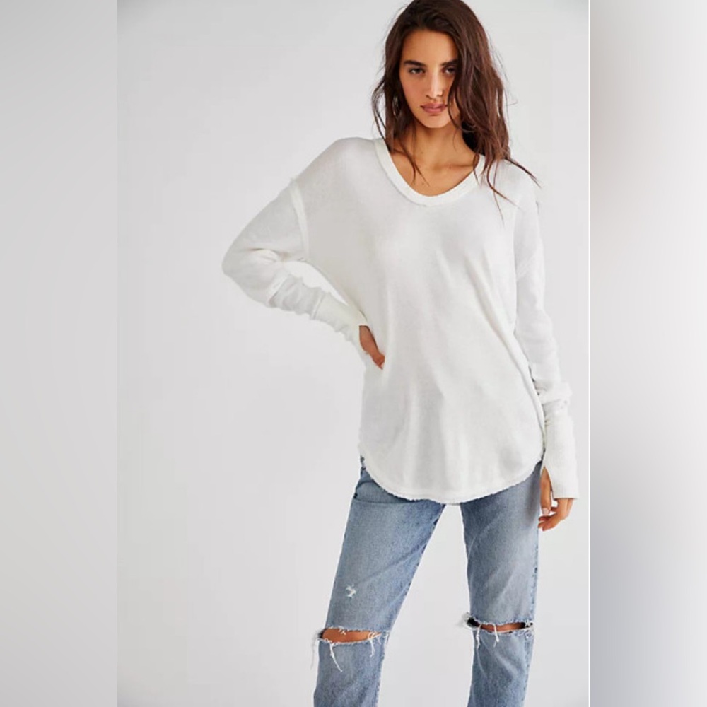 Free People Colby Long Sleeve in Ivory size small